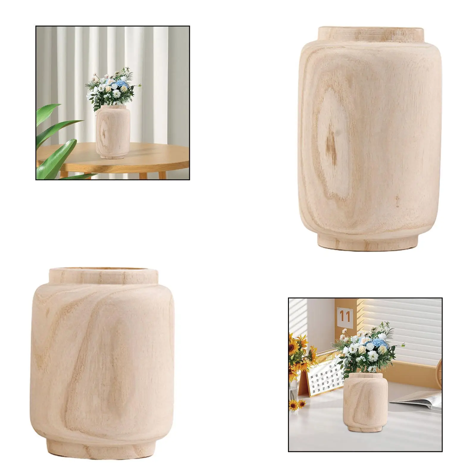 Handmade Wooden Flower Vase Planter Ornaments Organizer Table Centerpieces Decoration Minimalist Bud Vase Flower Arrangement