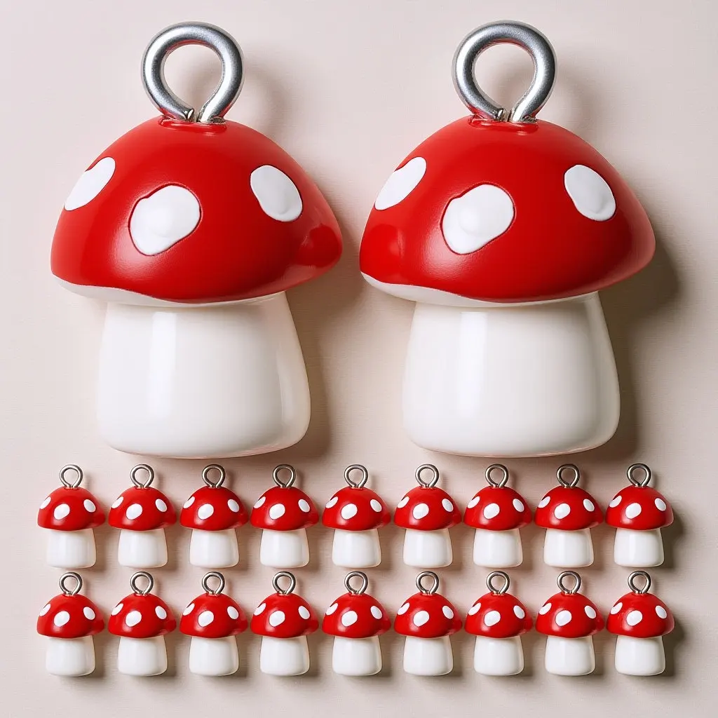 

20 Pcs Mini Charms for Jewelry Making Bracelet Mushroom Pendant Keychain Bulk Resin Mushrooms