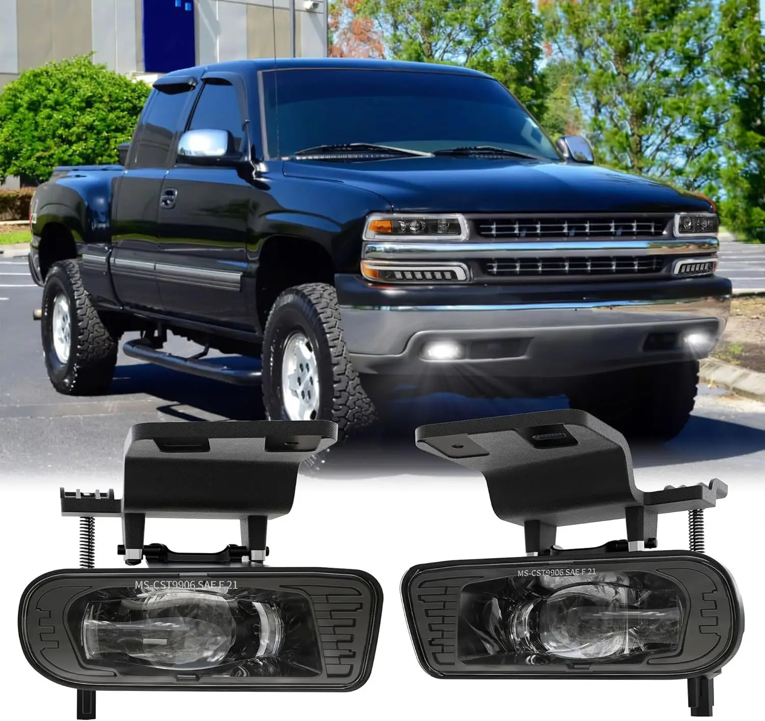 LED Fog Lights Fog Lamps DOT Approved Replacement Compatible with 1999-2002 Chevy Silverado 1500 2500 3500, 2000-2006 Chevy