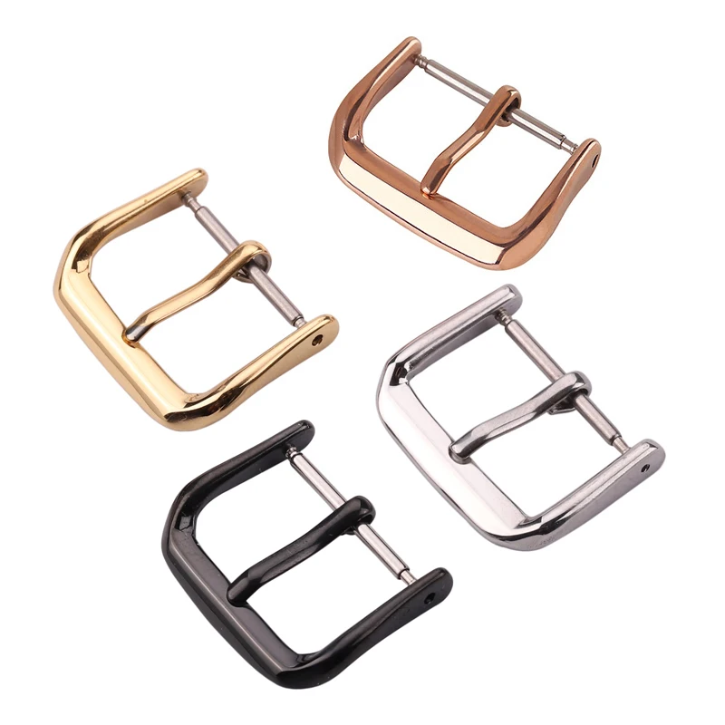 Metal Watch Band Buckle Men Watchband Strap 8-22mm Silver Gold Black Watchbands Clasp Stainless Steel Watch Accessories