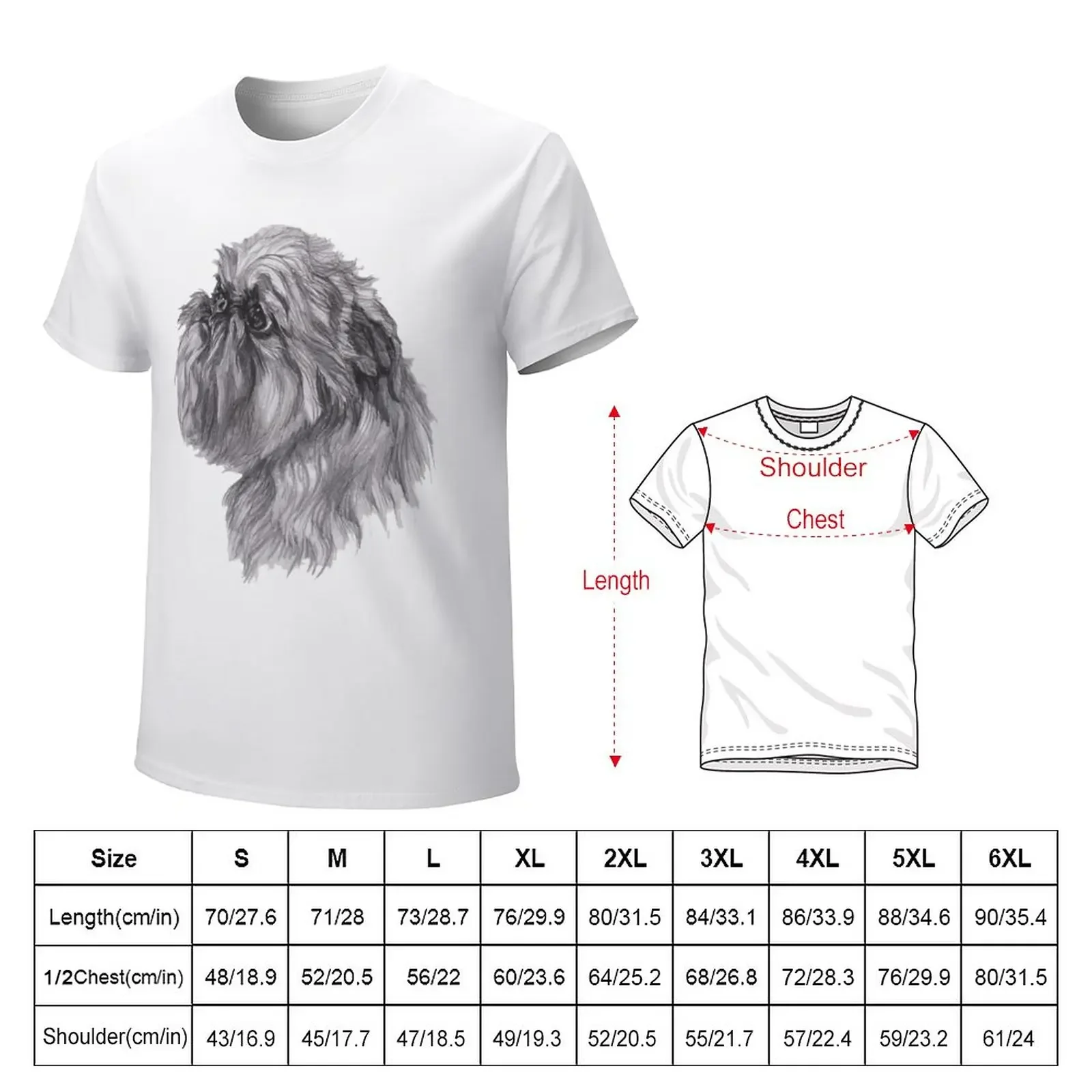 Brussels Griffon Dog Portrait Drawing T-Shirt boys animal print oversizeds sweat mens champion t shirts