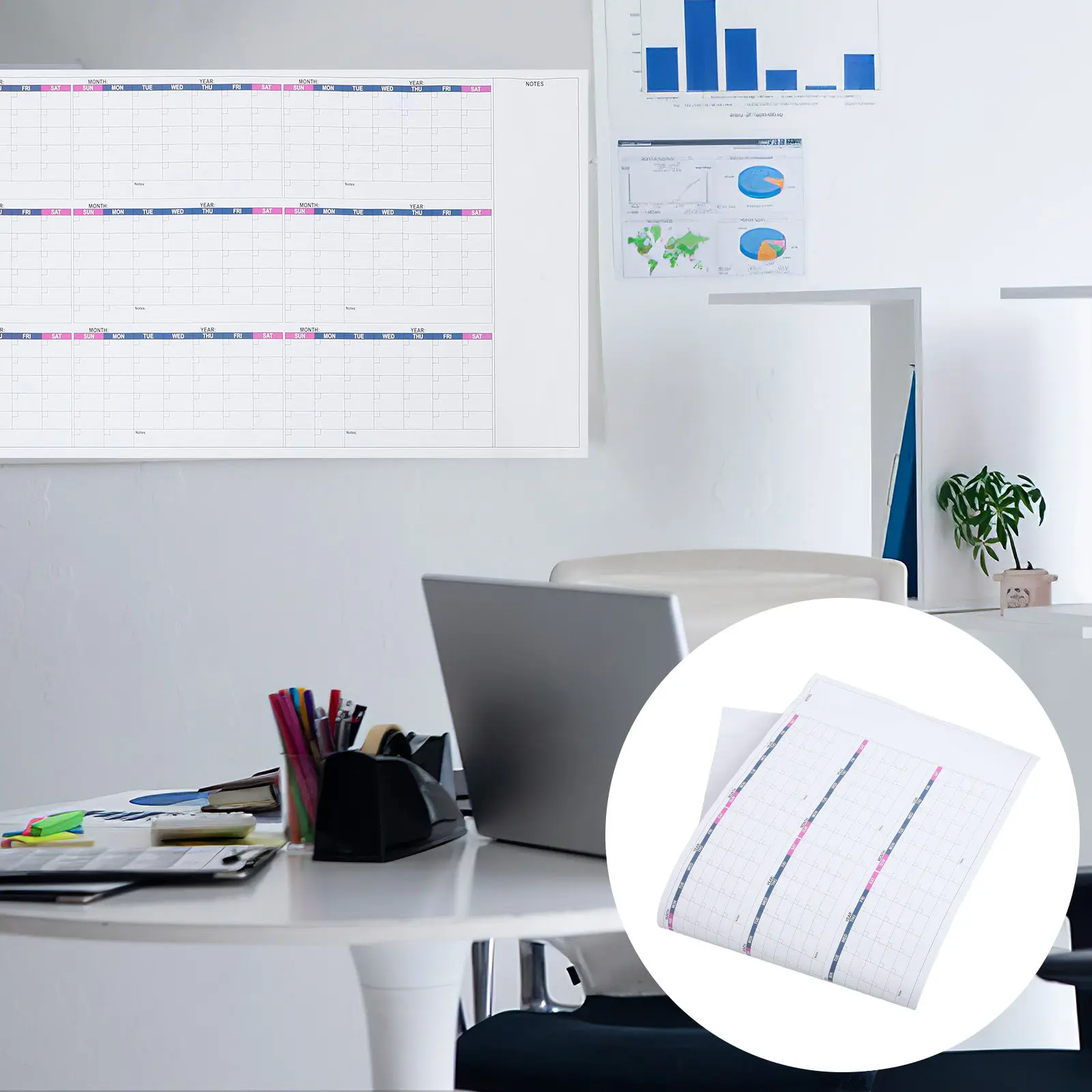 

1Set Dry Erase Wall Calendar Undated Monthly Large Laminated Planner Home Office School Reusable Wipe Off 2026 Organizer