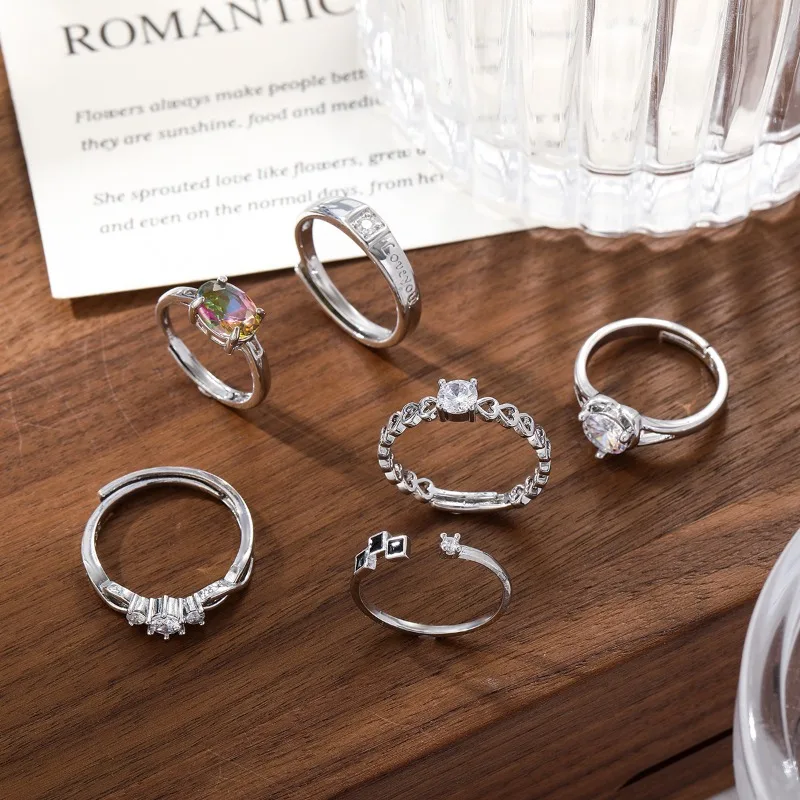 New Personalized Women's Ring with Water Drop Diamond Inlaid Fashion Niche Design Ring Simple Light Luxury Retro Party