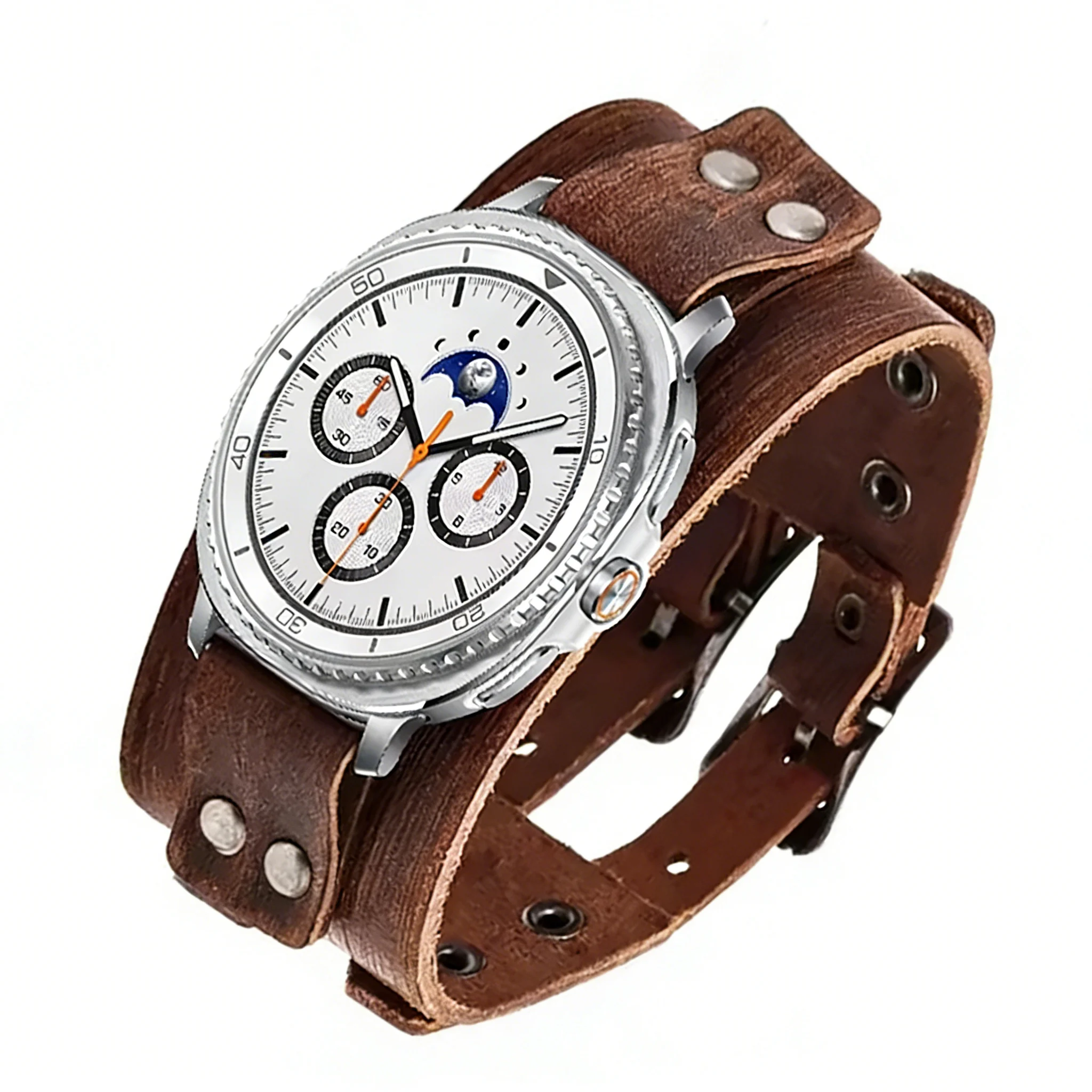 Echtes Lederarmband für Samsung Galaxy Watch 8/8 Classic 46mm 40mm 44mm Band Doppelte Metallschnalle Armband Zubehör