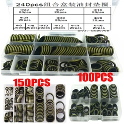 240/150/100pcs Bonded Seal Sealing Ring Assortment Kit Oil Drain Screw Combined Washer Seal M6 M8 M10 M12 M14 M16 M18 M20 M22