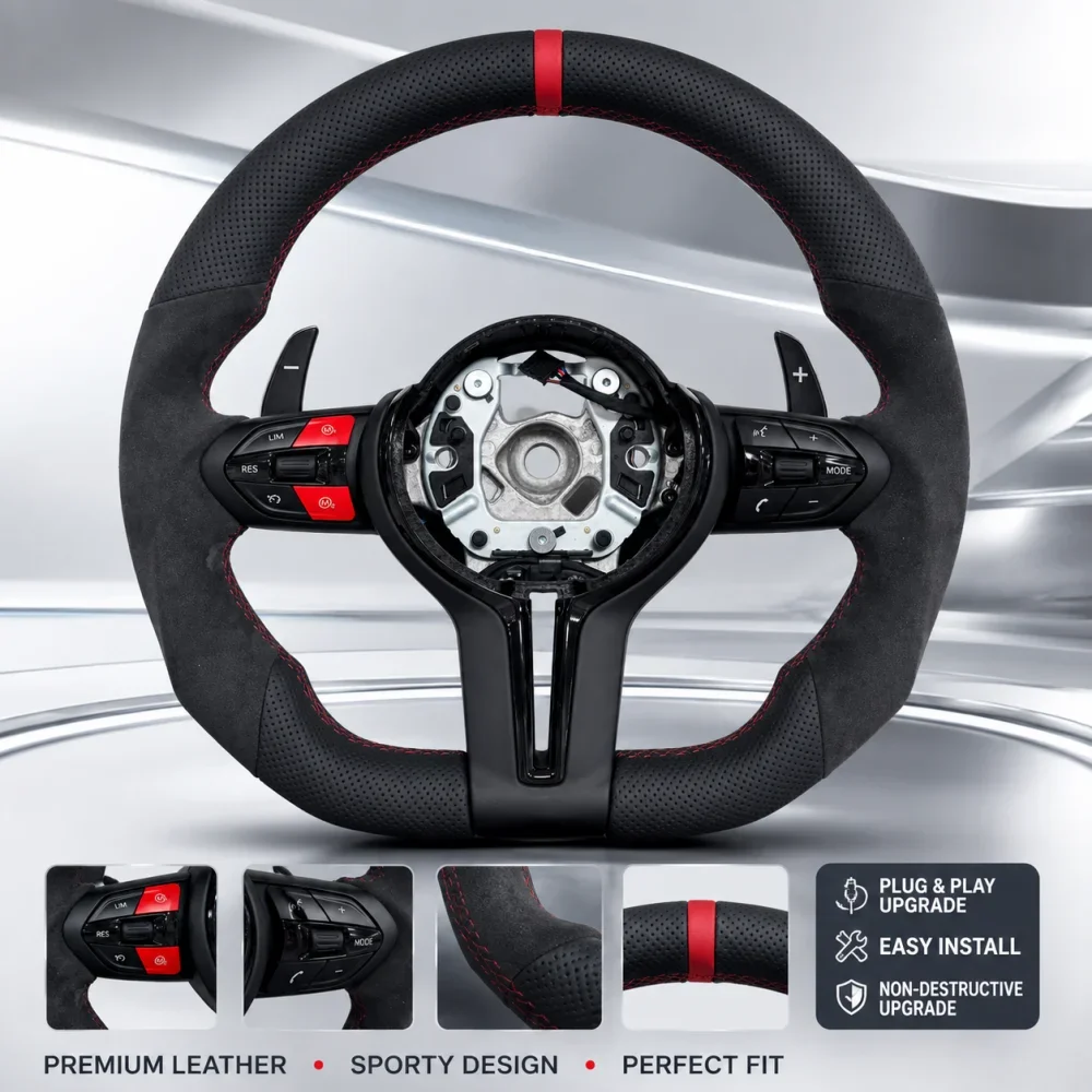 

Flat Bottom Steering Wheel For BMW F01 F06 F10 F11 F12 F20 F21 F22 F25 F26 F30 F31 F32 F33 F34 F36 M3 F80 M4 F82 M5 F90 M Sport