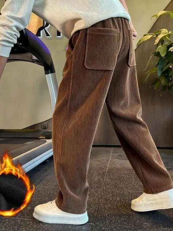 

Thiened Fce Спортивные брюки на подкладке Мужские повседневные прямые брюки Молодежные осенне-зимние Thiened из полиэфирного волокна