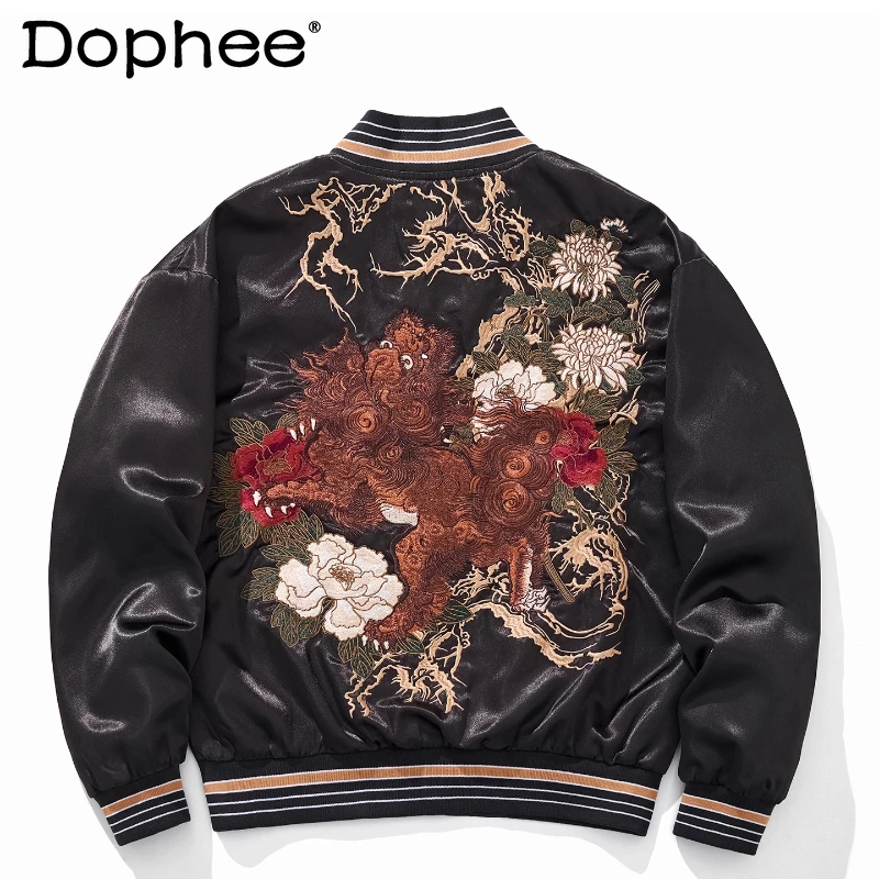 

Мужские и женские осенние новые свободные удобные топы 2021, модные куртки одинакового цвета с вышивкой, ретро индивидуальные шикарные бейсбольные куртки