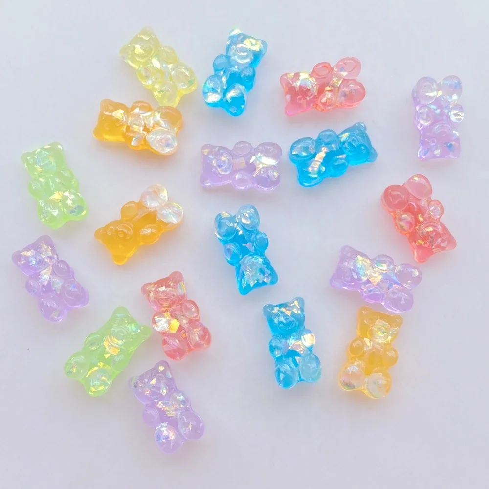 20Pcs Cute Mini Cartoon Shiny Bear Resin Nail Art Art Rhinestones DIY Craft For Nail Decorations 3D Decorations Jewelry
