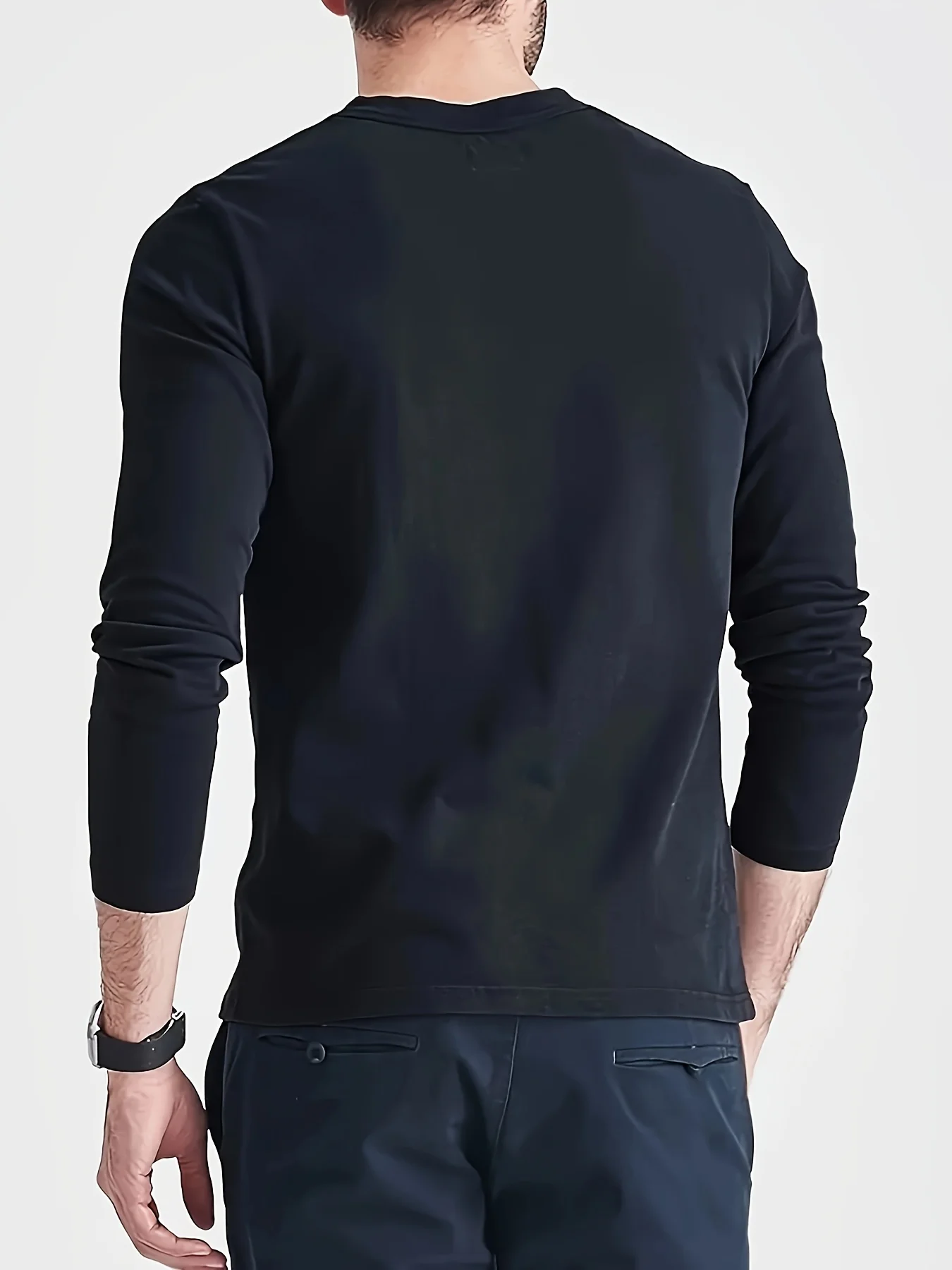 تي شيرت رجالي مطبوع عليه حروف الأسد بسيط ومتوافق مع رقبة دائرية وأكمام طويلة، مريح ومسامي ومناسب للسفر اليومي #2