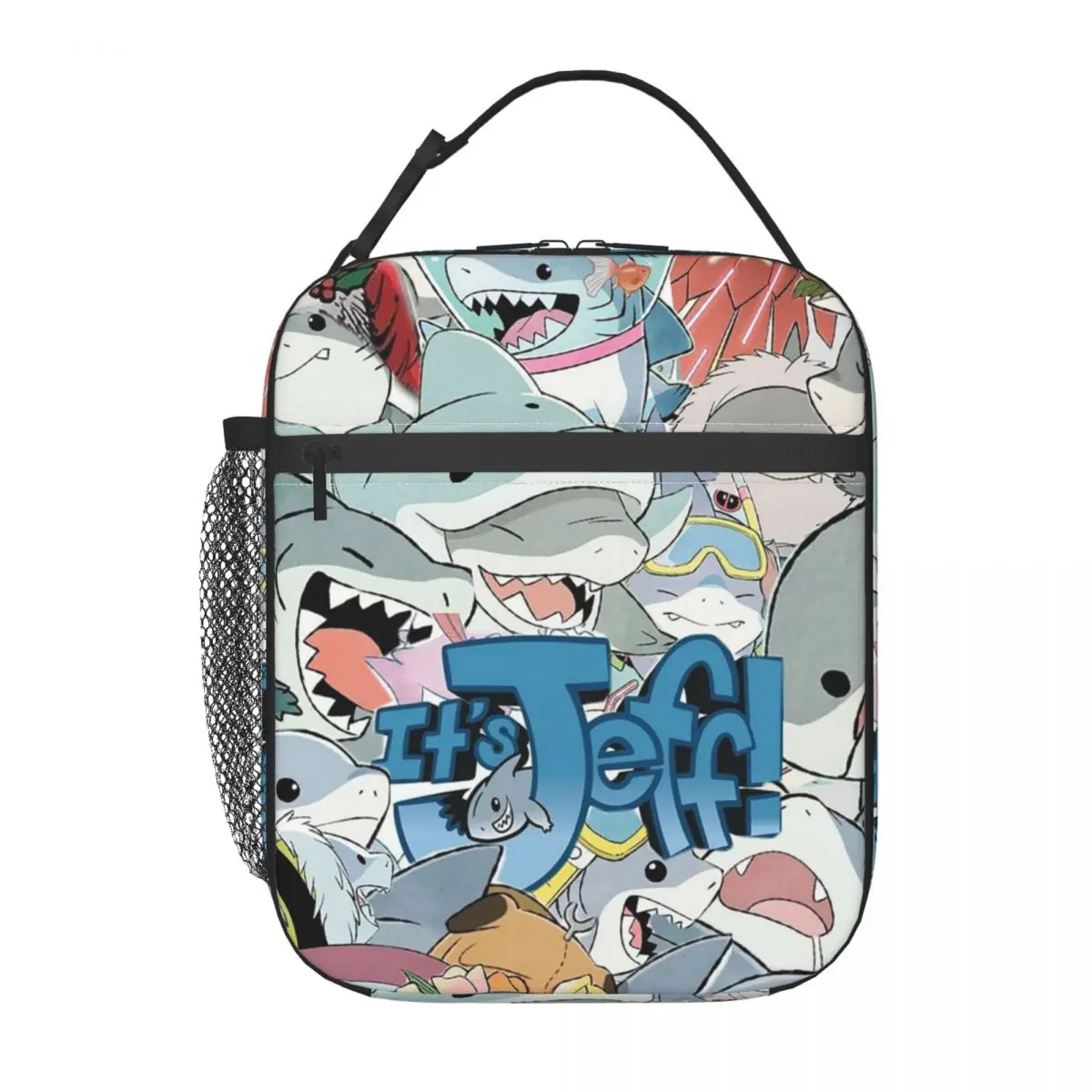 Cute Jeff The Land Shark Cartoon Insulated Lunch Bag for Women Children Portable Food Boxes Thermal Lunch Box Tote