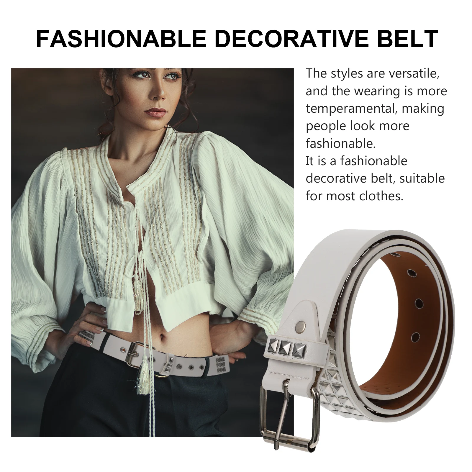 

1pc Metal Rivet Belt Punk Fashion Adjustable Waist Chain Jewelry Gothic Clothing Accessory Comfortable Wear Versatile Design