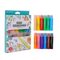 12 Colors Crafts Paint Sticks, Solid Color Washable Paint Sticks for Kids and Students