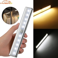 10Led PIR Motion Sensor night Light Cupboard Wardrobe Bed Lamp Under Cabinet Room Reading dormitory Closet Stairs Kitchen Home