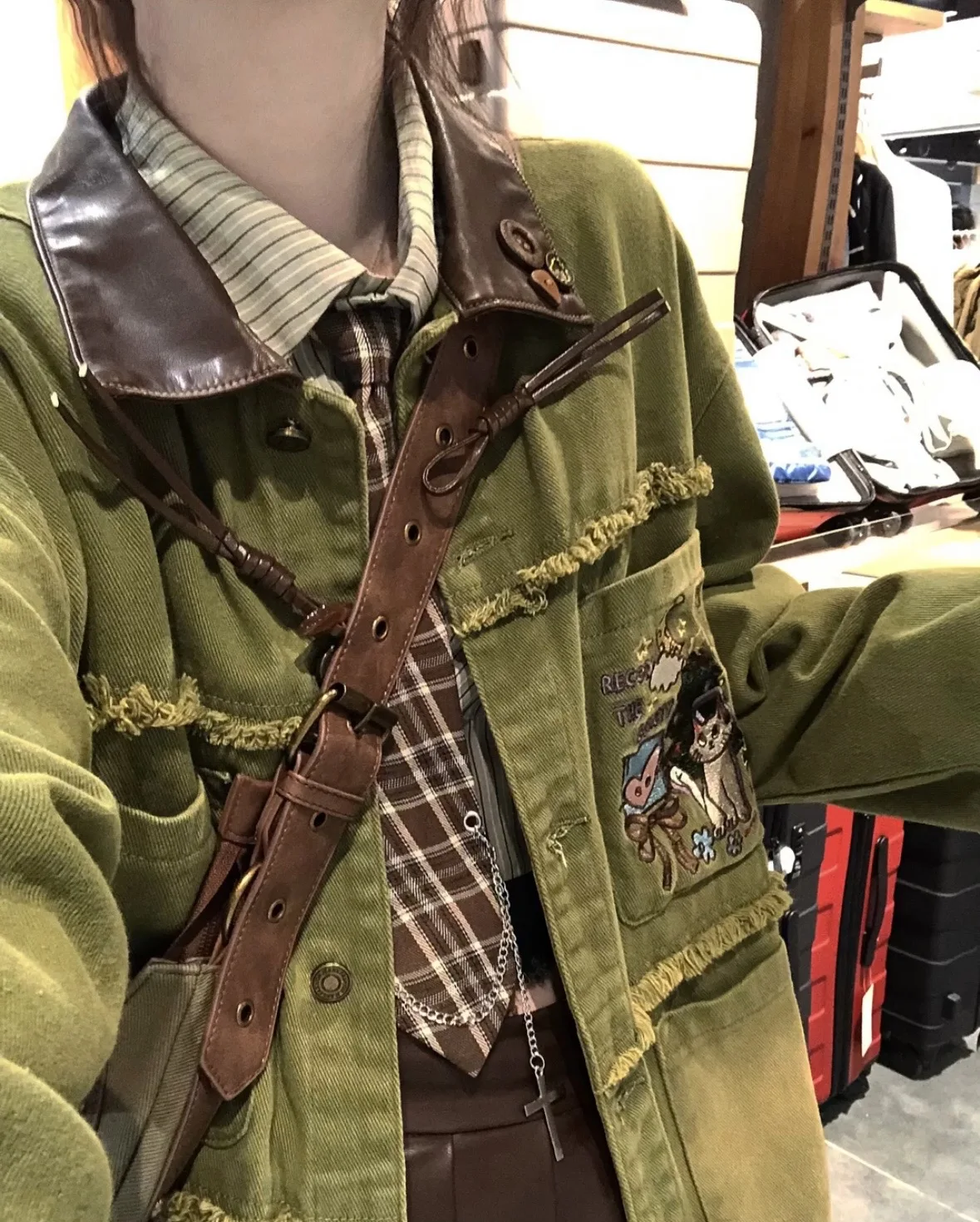 Gewatteerde damesjassen Dameskleding Trend 2025, Herfst Gestreept Contrastpatroon Knoop Voorvak Puur Eenvoudig Basic Dames