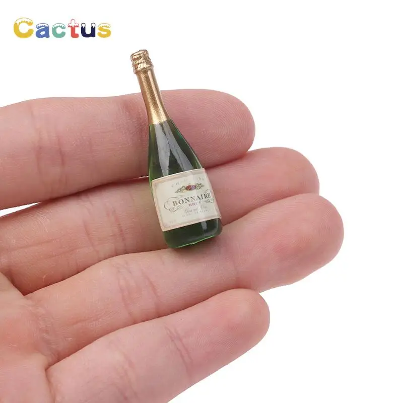 1Set Dollhouse Miniature Vitreous Champagne Bottles Glass Liquor Bottles Mini Wine Drink For Barbies Blyth Dolls Kitchen Toy