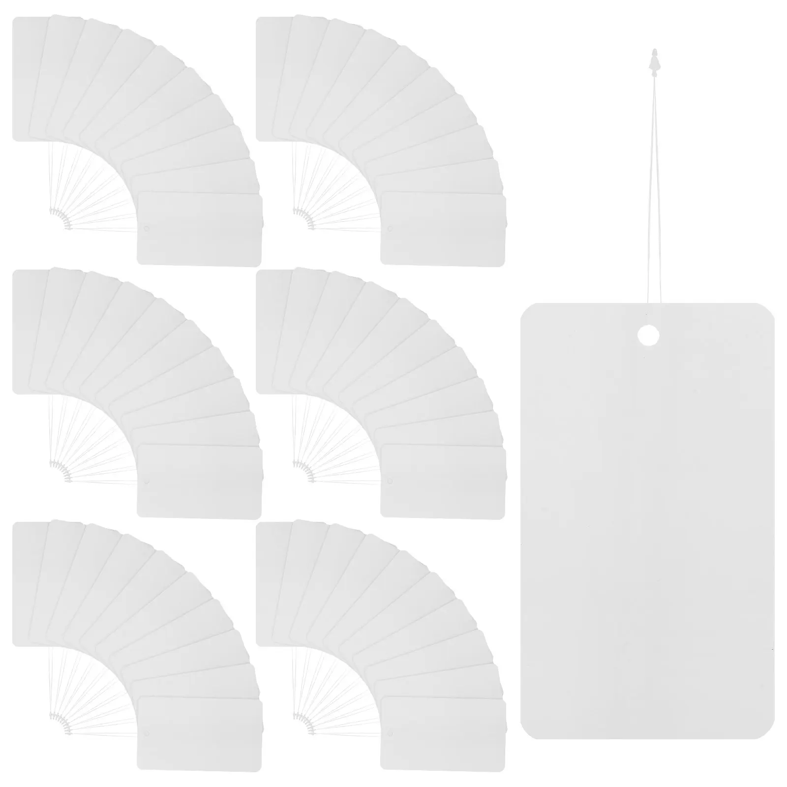 

100Pcs Blank PVC Tags White Waterproof Hanging Cards with Rope for Labeling Shipping Tags Jewelry Display Cards Id Badge Holders