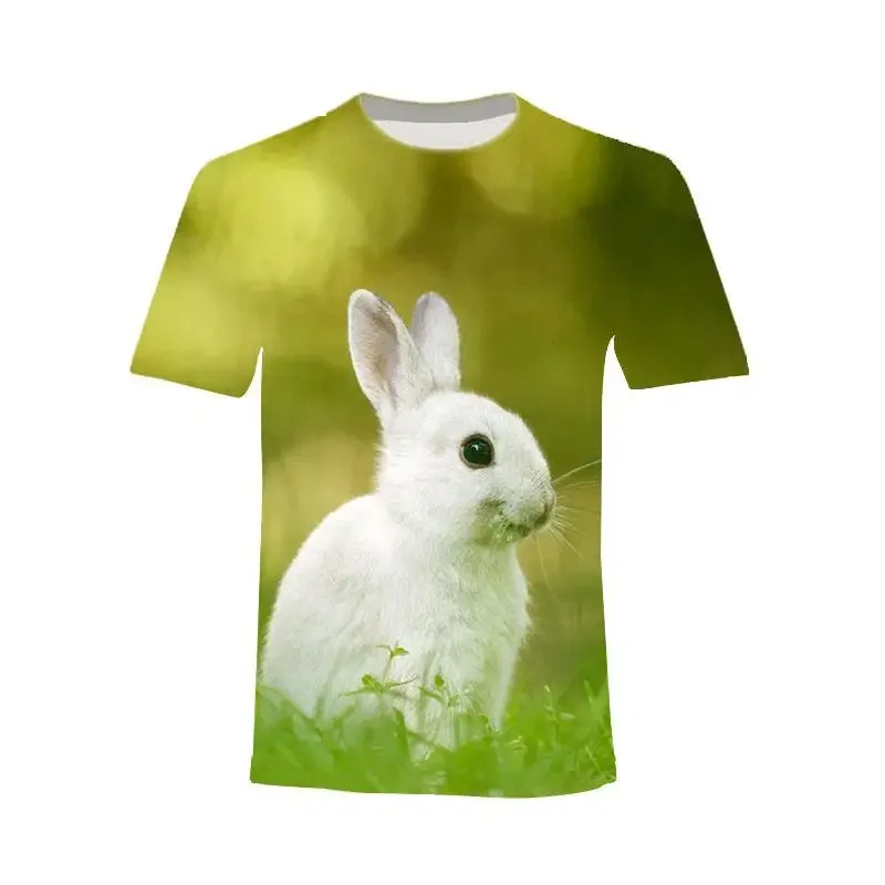 

New Summer Men's Women's Children's Cute Animal Rabbit 3d Printing T-shirt Harajuku Style Sports Light And Breathable Fitness