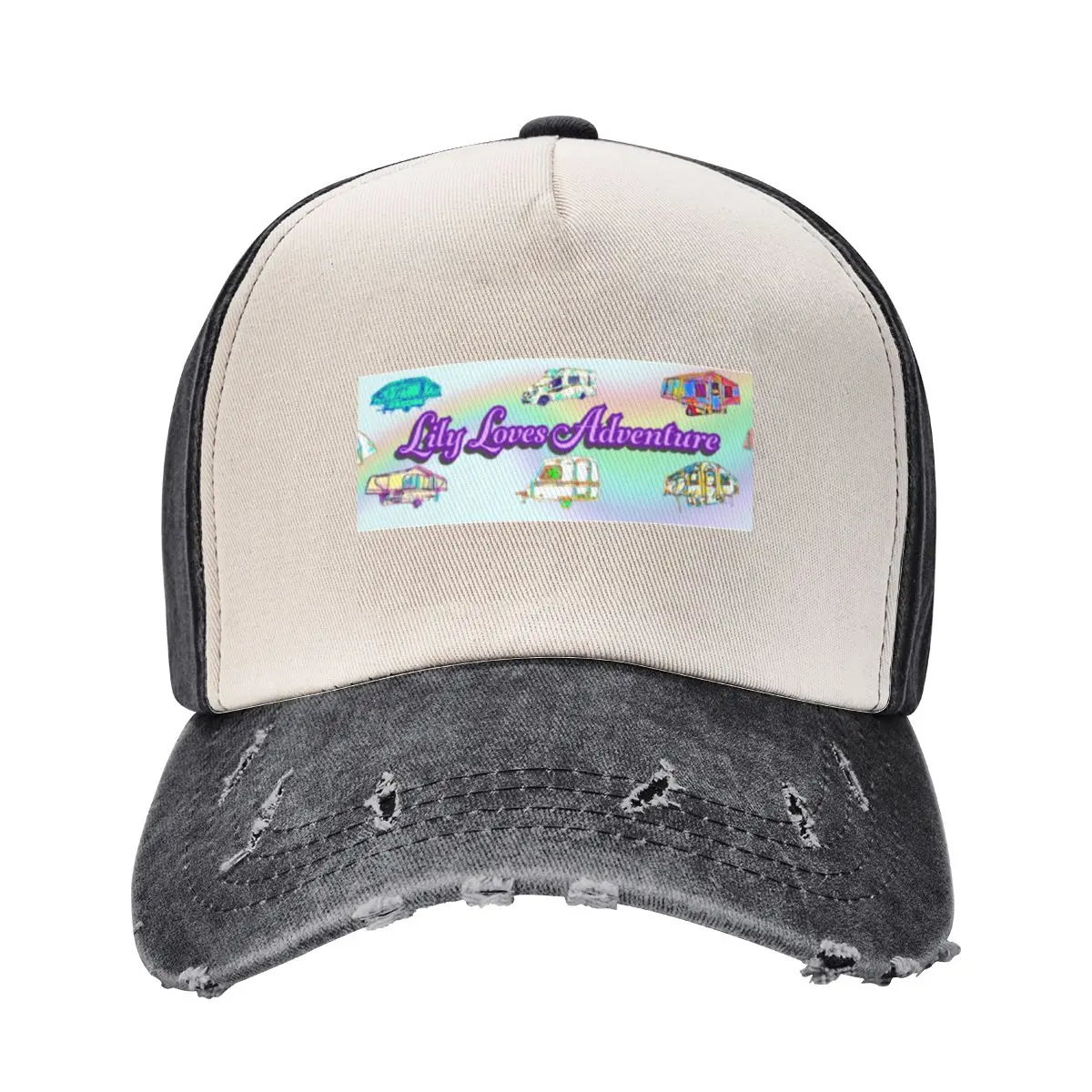 

Lily Loves Adventure with Caravan Rainbow Design Baseball Cap Dropshipping Ball Cap derby hat Men Caps Women's