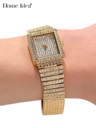 Fashion Women Shiny Diamonds Studded Quartz Watch Square Shape Office Ladies Watches Silver Golden Casual Hip Hop Wristwatch