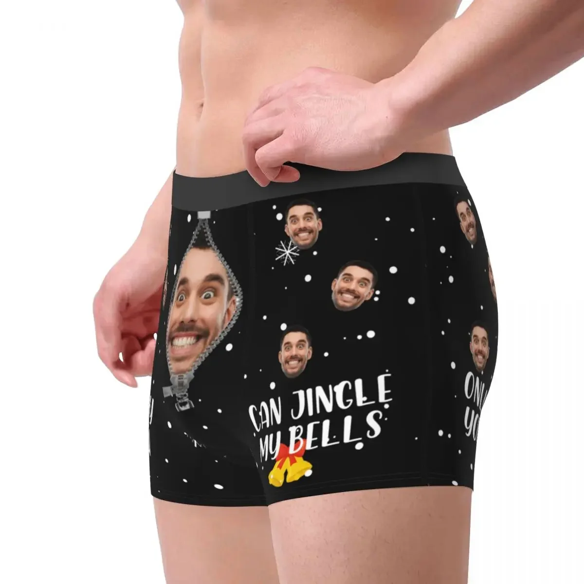 Christmas Gift Custom Face Personalized Photo Man Long Underwear Boxer Shorts Panties Sexy Breathable Underpants for Male S-XXL