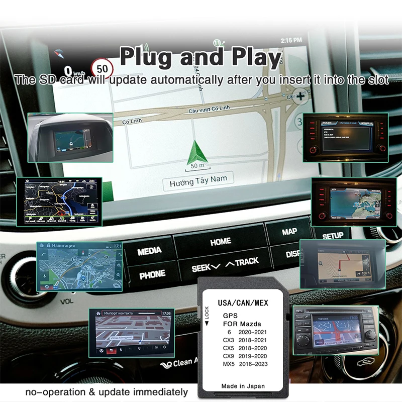 Sat Nav Maps 미국 CAN MEX Maps SD 카드 2023, 마쓰다 6 CX-3 CX-5 CX-9 MX-5, 자동차 내비게이션 연결 GPS 시스템 액세서리, 8GB