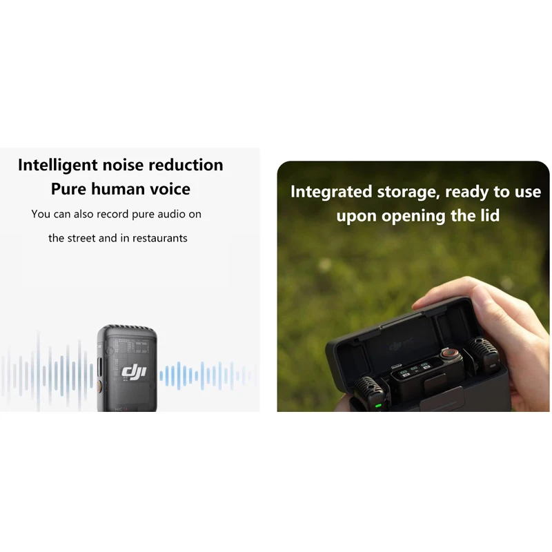 Mic 2 per DJI microfono Wireless 250m Duo/Solo Mic ricevitore trasmettitore con custodia di ricarica per intervista Vlog Live Streaming