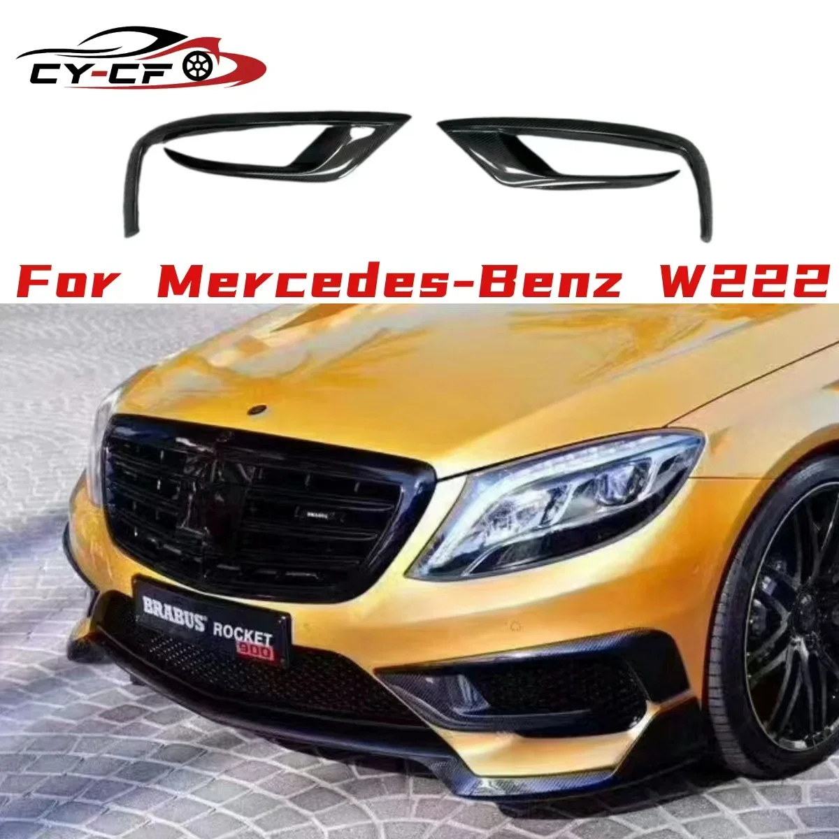 

For Mercedes Benz S Class W222 S63 Sedan 2014 2015 2016 2017 2Pcs Car Front Bumper Canard Fins Vent Trim Decoration