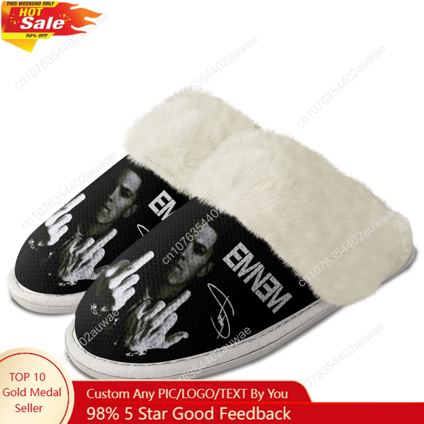

Eminem Hip-hop Rock Singer Plush Slippers Keep Warm Shoes Men Women Cosplay Breathable Home Cotton Thermal Lightweight Slipper