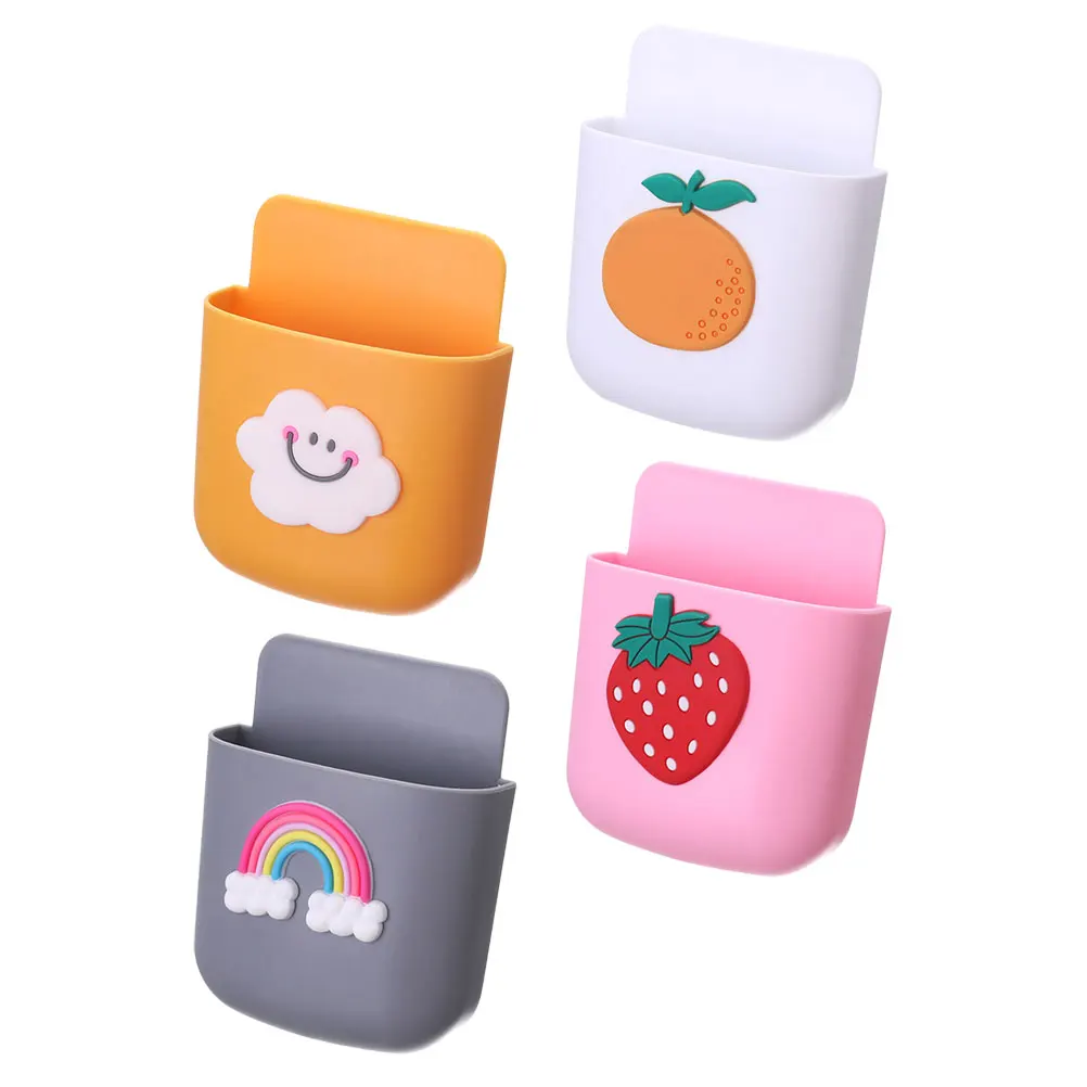 

4pcs Remote Control Storage Boxes Wall Mounted Holders For Living Room Bedroom Phone Charging Organizer Strong Load Bearing