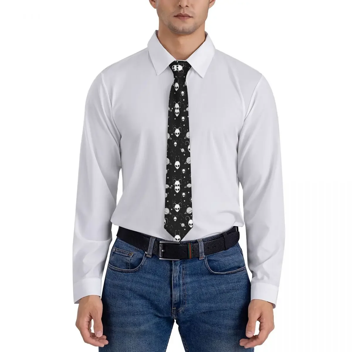 ربطة عنق مخصصة للرجال مذهلة في الكون مع ربطة عنق على شكل كوكب ونجوم للولائم