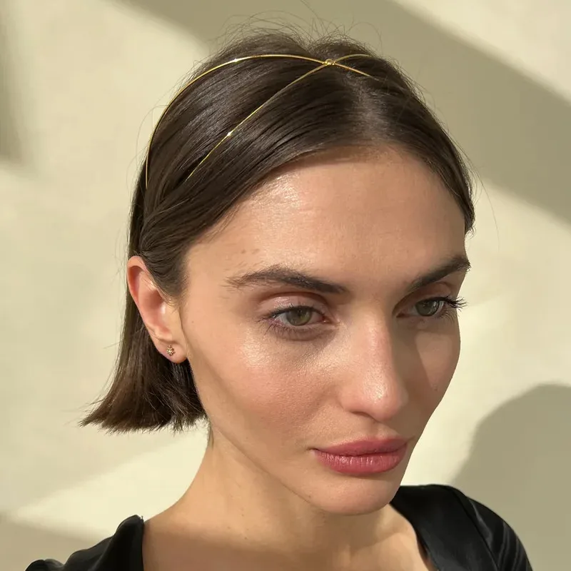 

New Metal Cross Headband With Simple Retro Style Fashionable And Versatile Headband Gold Color