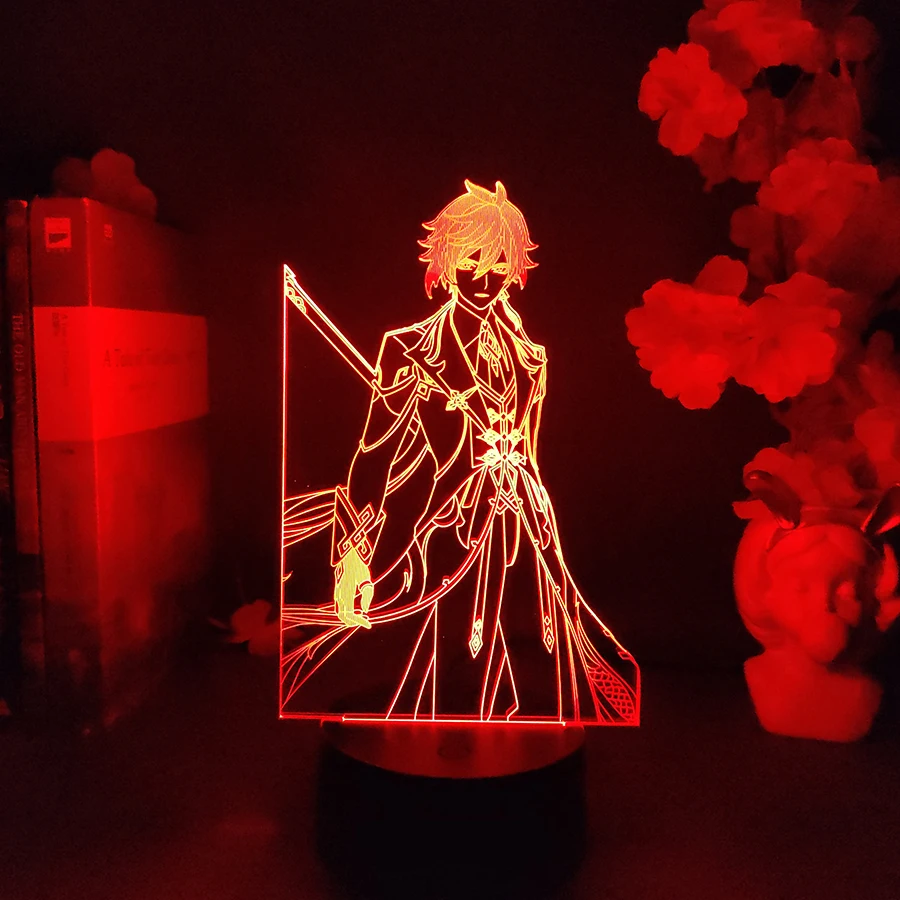 LED Decorative Light Cool Game Figurine Nightlight Lovely Present for Kids Friends Birthday Gift Genshin Impact ZHONGLI Lamp