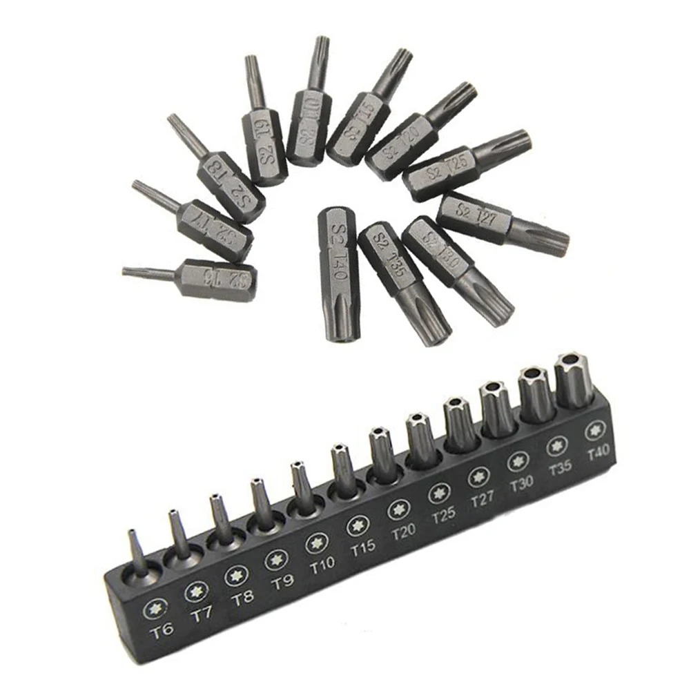 Robust For Torx Screwdriver Bits Set 12pcs Sizes T6 T40 Featuring a Convenient 1/4 Inch Hex Shank for Easy Use