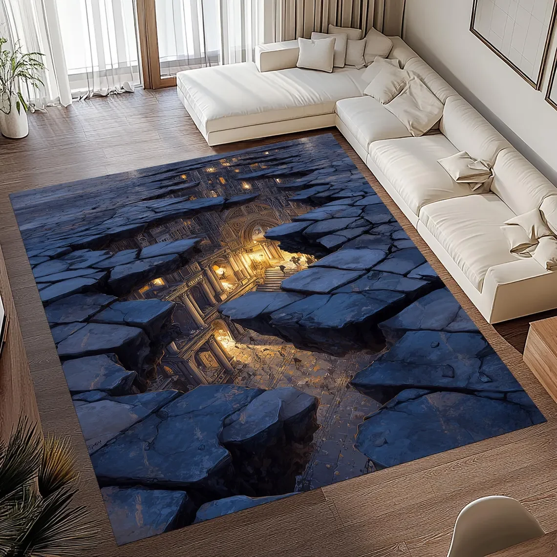 3D Illusion Rug 2D Printing Deep Hole Design Gaming Room Living Room Bedroom Home Carpets Lounge Room Coffee Table Floor Mat