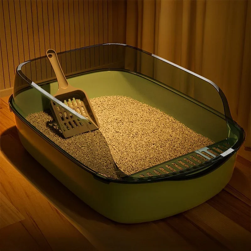 Large Capacity Cat Litter Box Pet Sandbox Splashproof Cat Tray Cat Toilet Cleaning Basin Supplies Pet Toilet Kitten Tray Bedpan