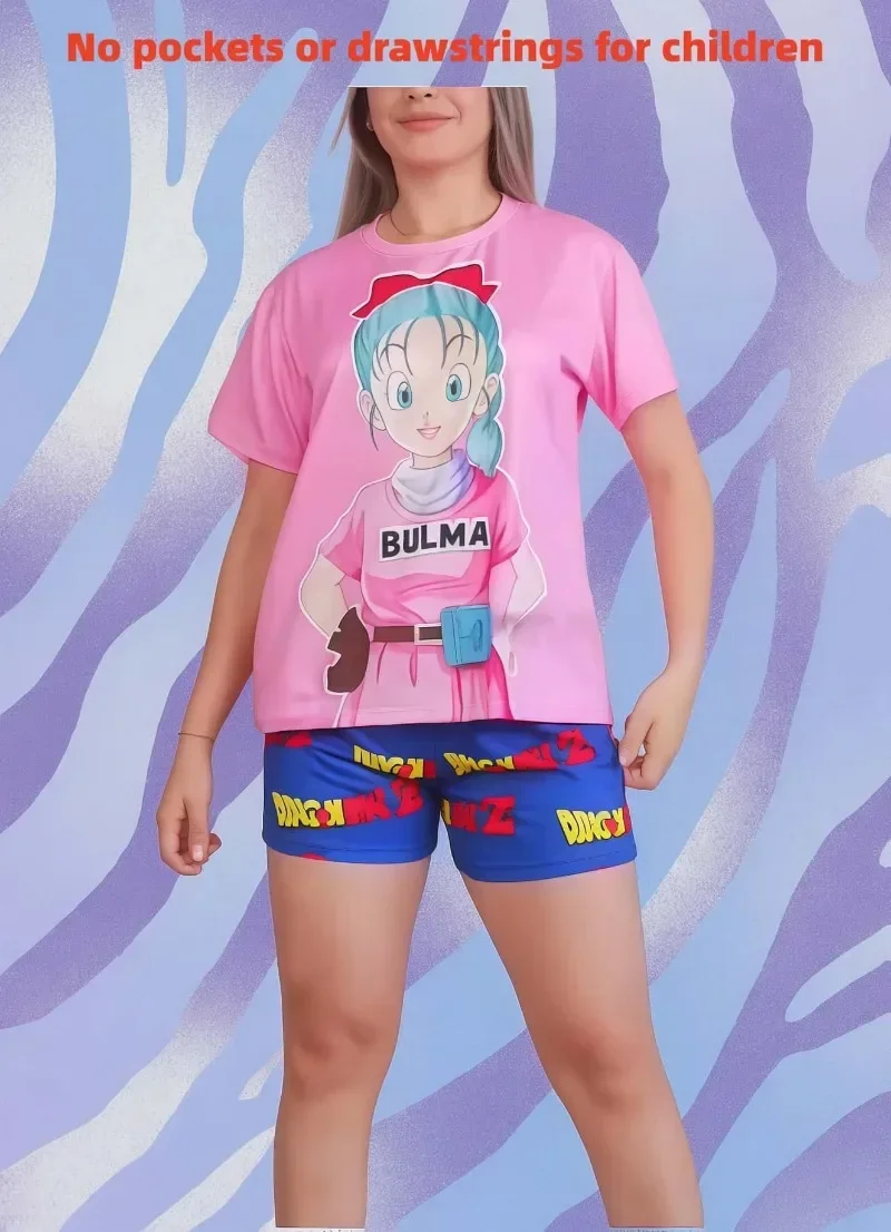 3D Couple Short Sleeved Shorts Multi Functional Anime Dragon Ball Children's Summer Fashion Girlfriend Parent Child Set