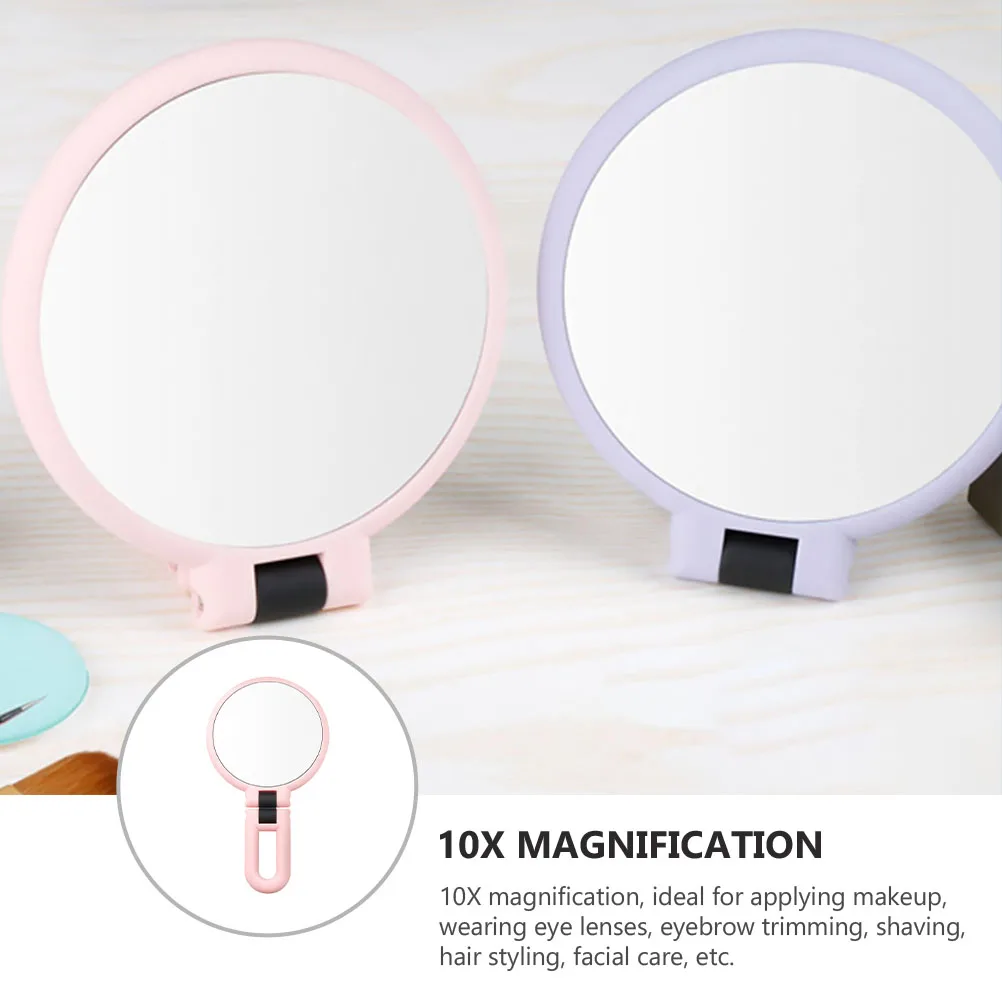 

Makeup Light Mirror Magnifying Handheld Women Compact Rotatable Pocket Pink