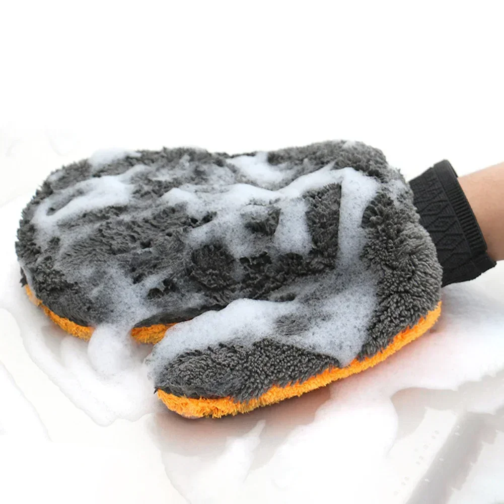 Car Washing Gloves Plush Soft Microfibre Car Cleaning Brush Water Absorption Car Body Washing Glove Duster Clearner Supplies