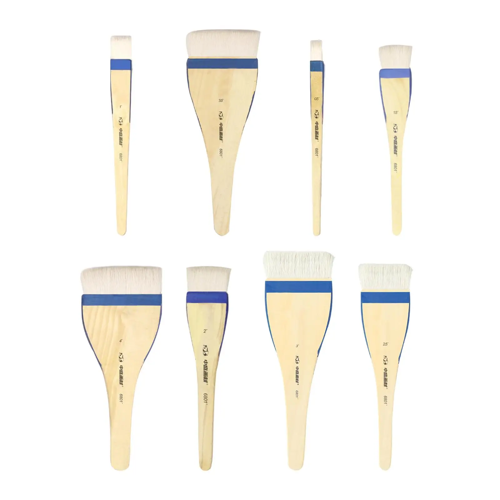 8 Pieces Goats Hair Watercolor Paint Brush Wood Practical Reusable Sheep Hair