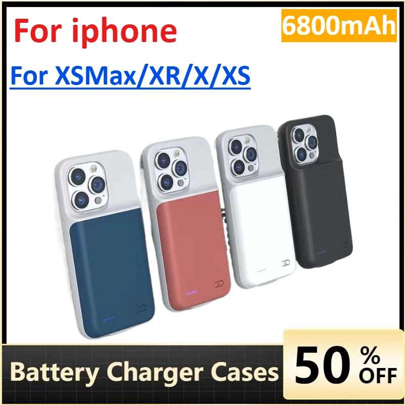 

6800mAh For iphone XS Max Battery Case for iPhone XR External Bank charger Case For iphone X XS Smart Power Bank Charger Cover