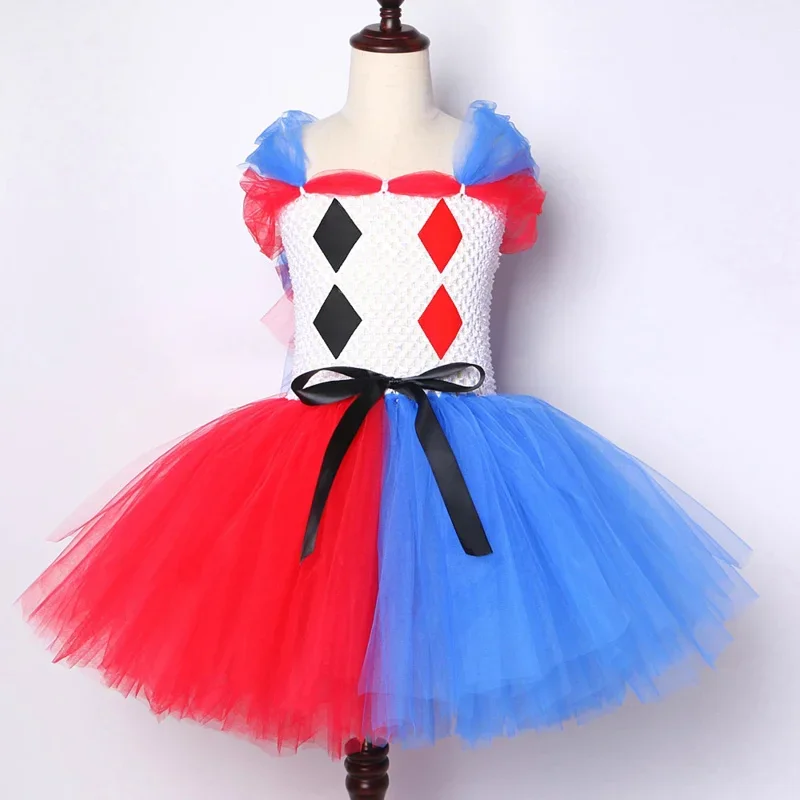 Cosdea королевское синее красное платье-пачка клоуна для девочек, карнавальные костюмы на Хэллоуин для детей, наряд для косплея Джокера, нарядное платье принцессы