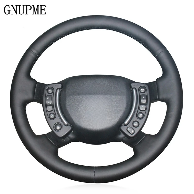 DIY Hand-stitched Black Artificial Leather Car Steering Wheel Cover for Land Rover Range Rover 2003-2012