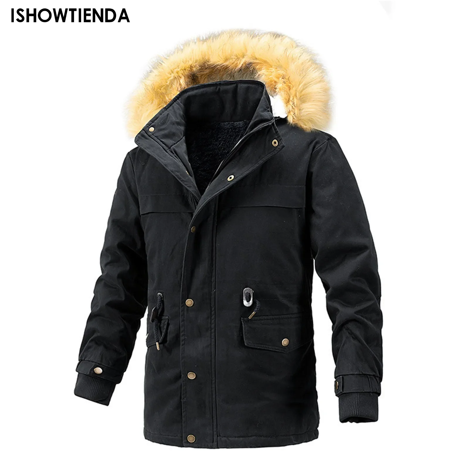 

Men's Thicken Parkas Warm Winter Jacket Cashmere Fleece Coats Military Outdoor Cotton-padded Male Windbreaker Hooded Outwear