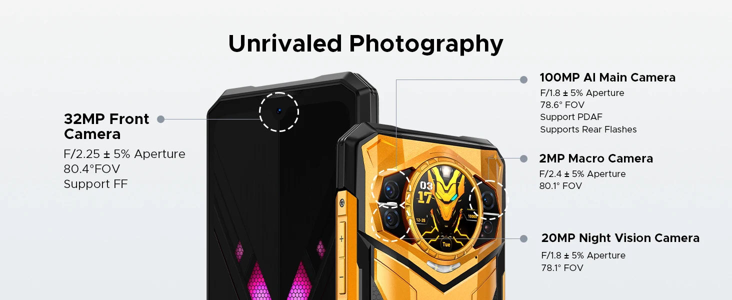 DOOGEE S200 Ultra 5G AI Rugged Phone 6.72" Dimensity 7400 48GB RAM (12+36) 1TB ROM 11000mAh Battery Android 15 NFC Smart phones