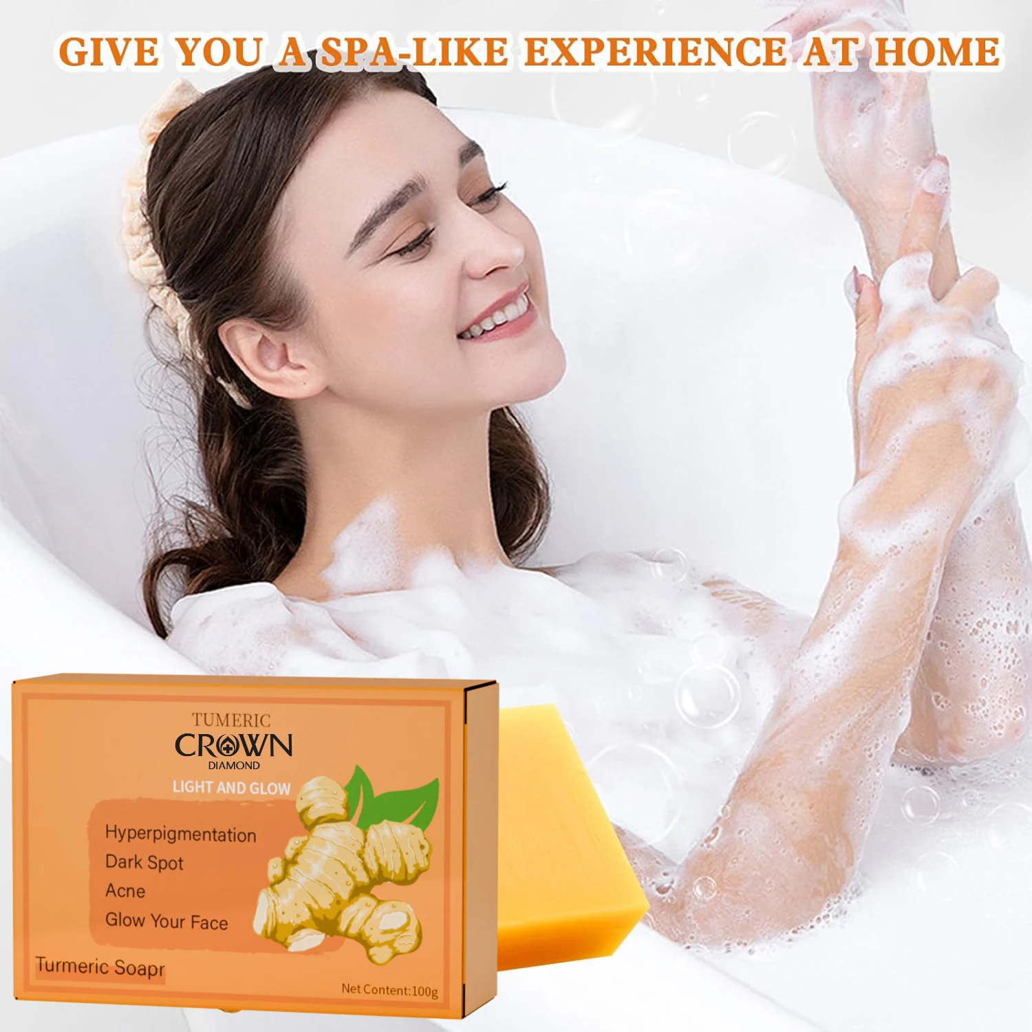 Turmeric Soap For Dark Spot Skin Whitening Facial Body Hand Make Soap Bar Deep Cleaning Ginger Moisturizing body wash free ship