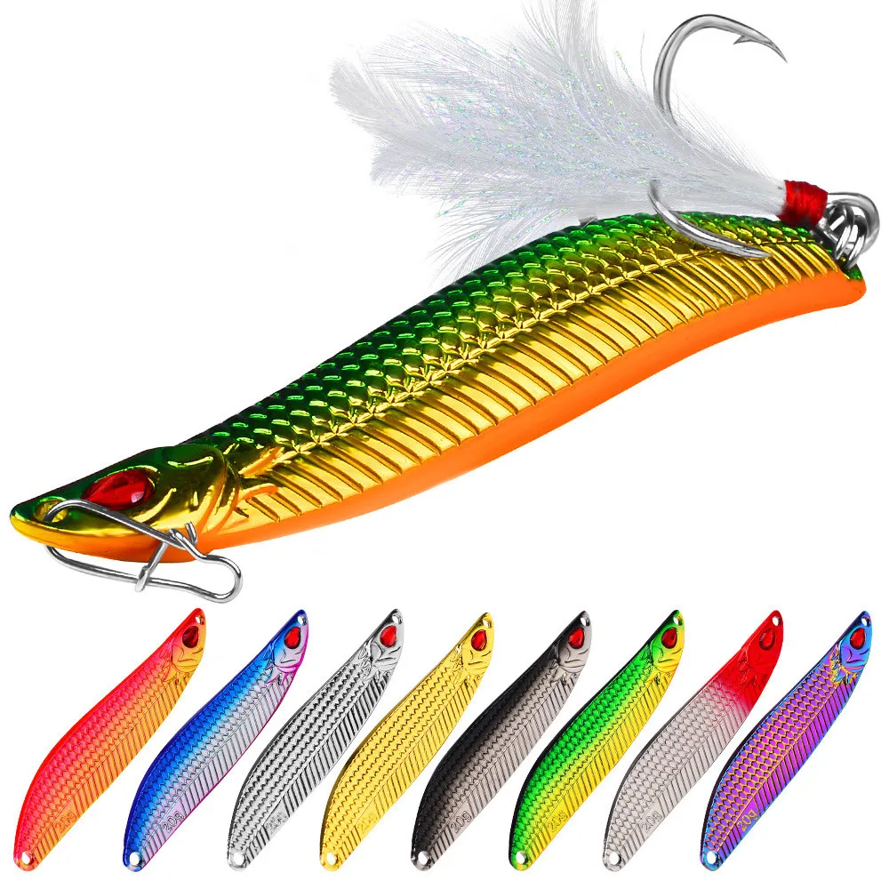 1Pcs 7g 10g 15g 20g Metal Spoon Spinner Fishing Lure Artificial Vibration Hard Baits Trout Pike Pesca Fish Treble Hook Tackle