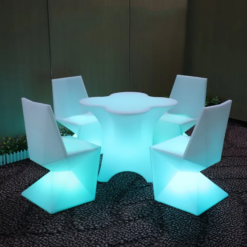 

110CM LED Illuminated Round Cocktail Table Waterproof Bar Tables Plastic Coffee Table Commercial Furniture Supply