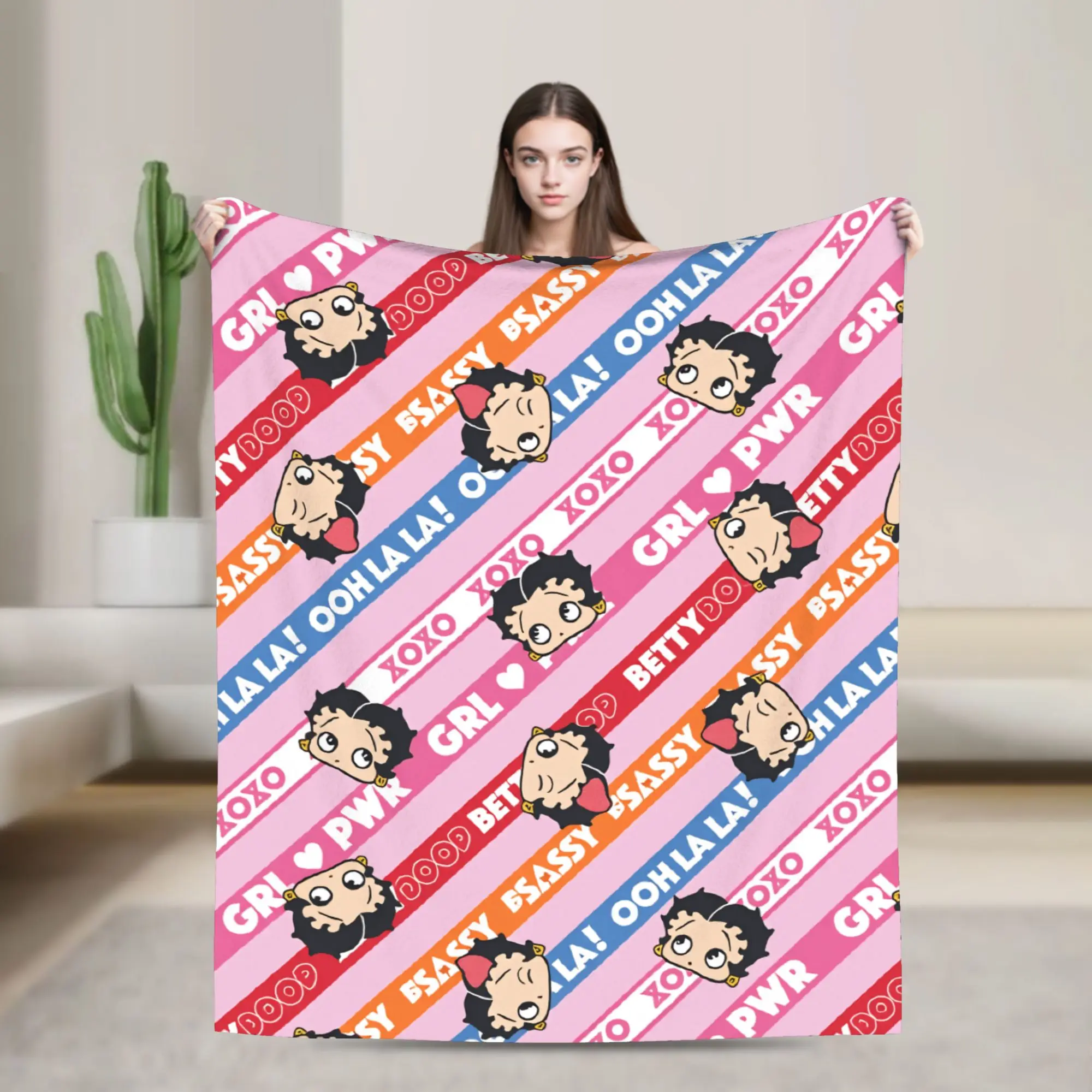 B-Bettys Boops Flannel Blanket  Soft Durable Bedding Throws for Home Decor Decorative Comfortable Bedspread Sofa Bed Cover