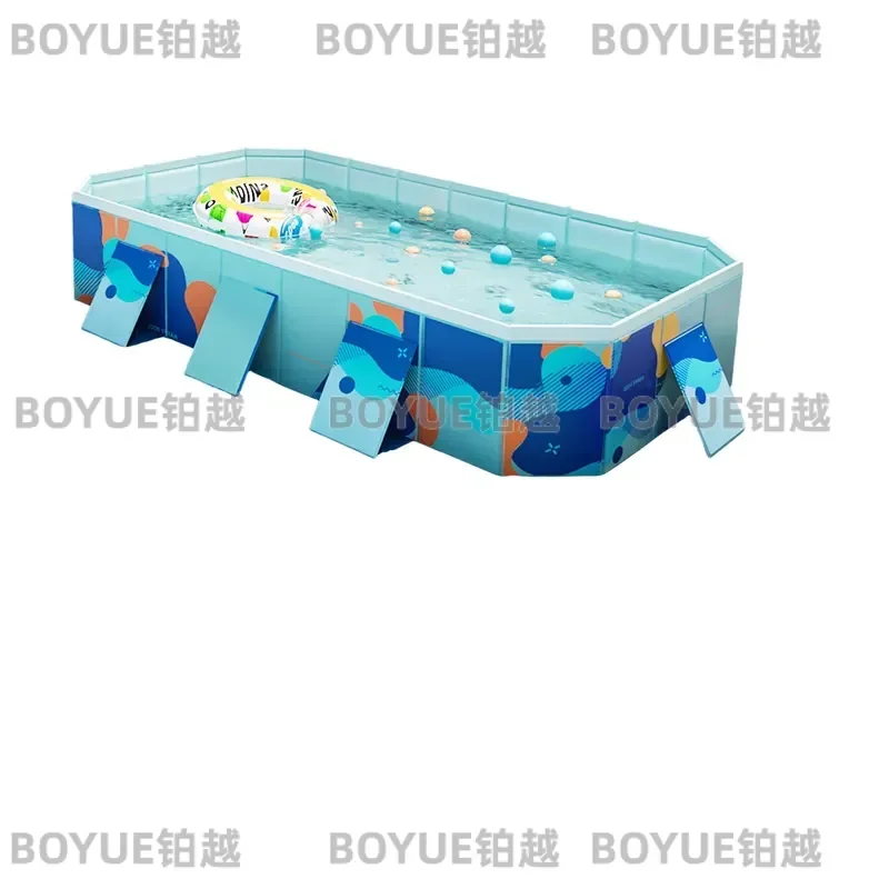Large Rectangular Foldable Swimming Pool 2.6m Inflatable Above Ground Family Outdoor Garden for Adults Kids Dogs Sand Toys